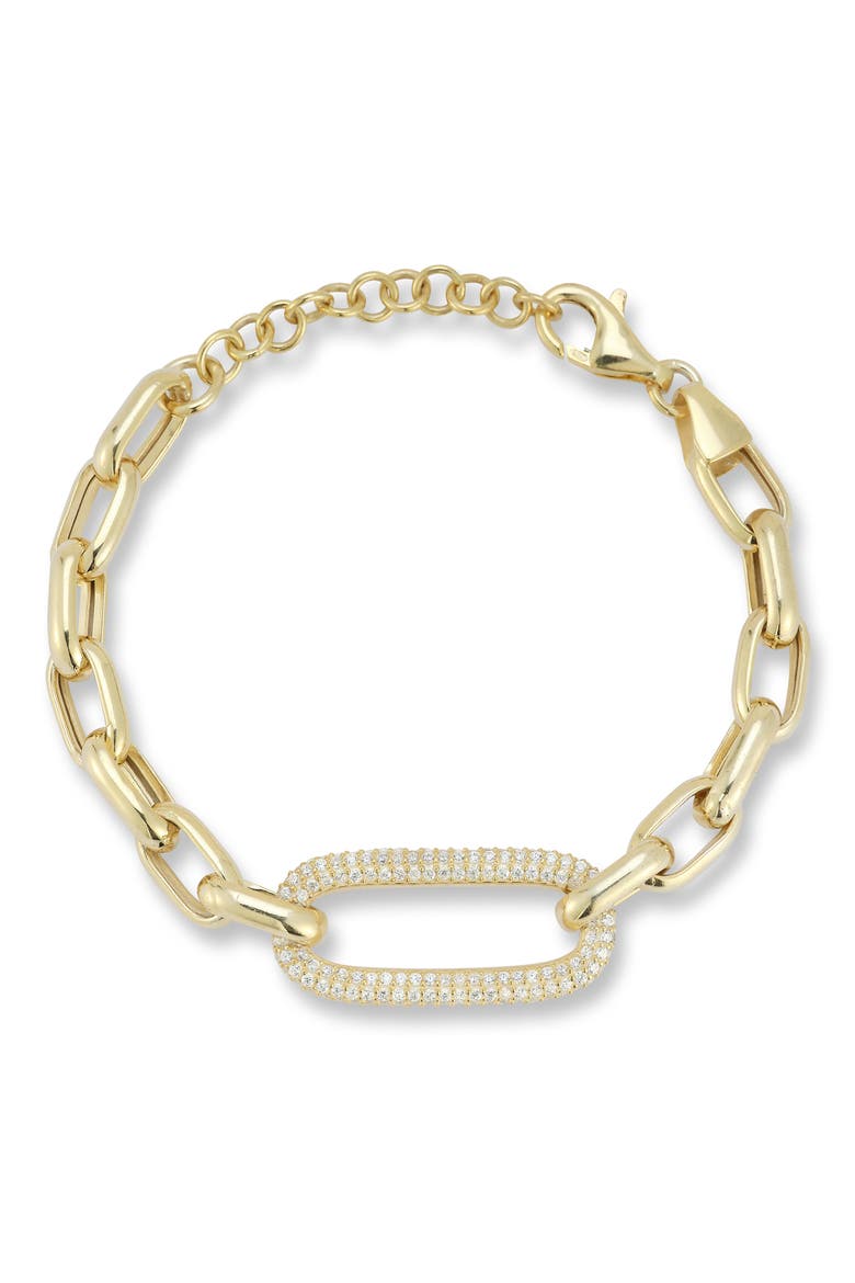 Cubic Zirconia Pavé Chain Bracelet, Main, color, GOLD