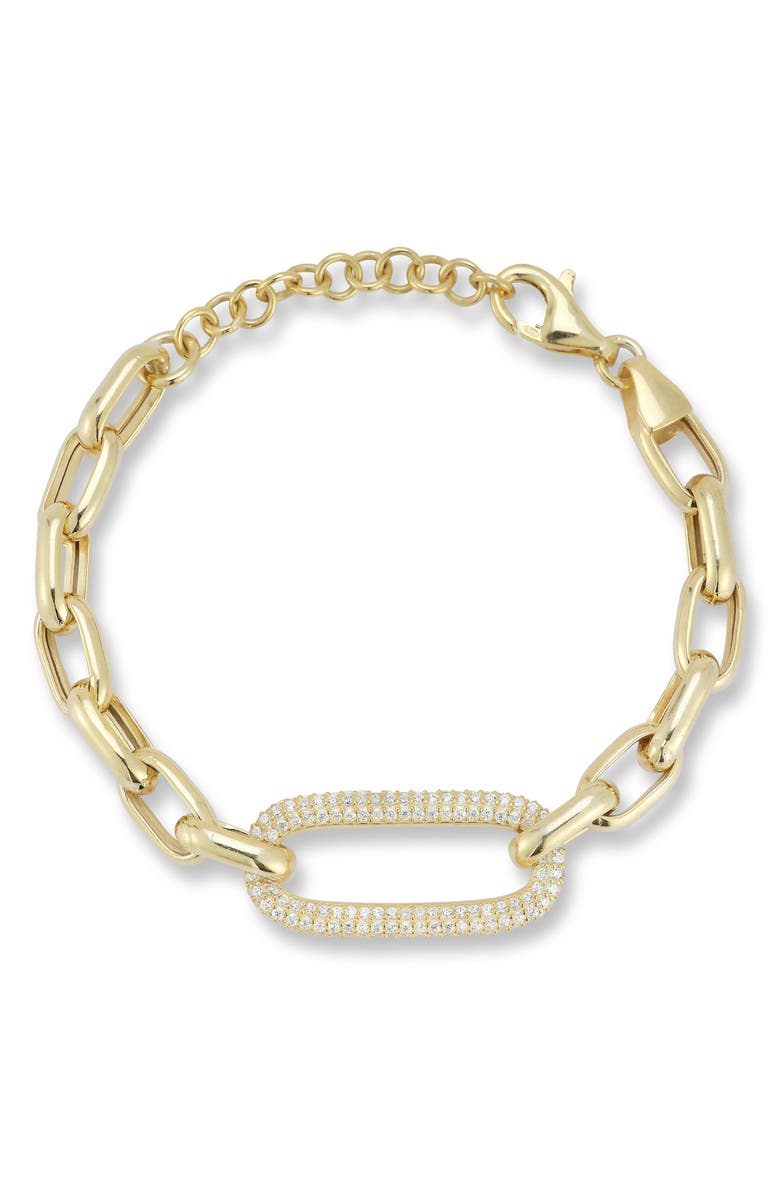 CHLOE AND MADISON Cubic Zirconia Pavé Chain Bracelet, Main, color, Gold