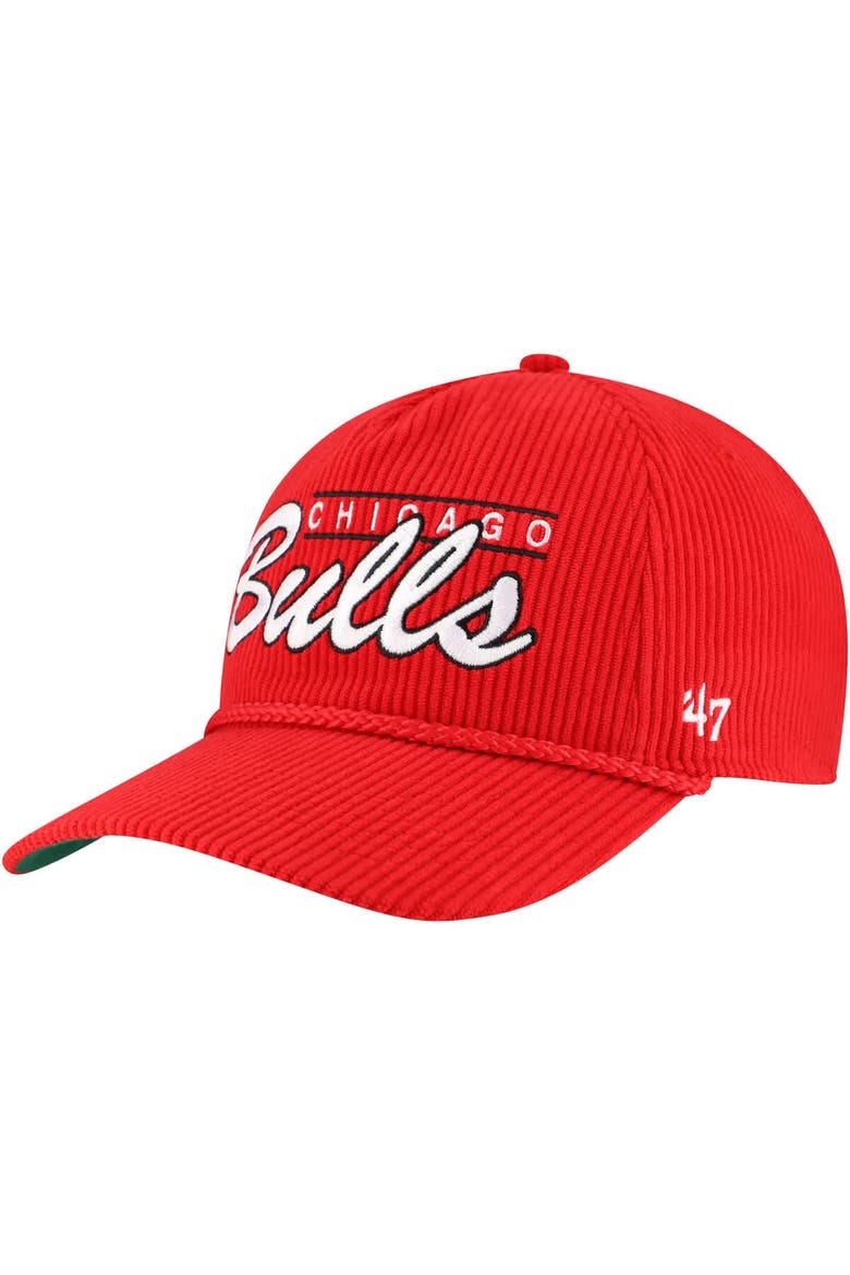 Men's '47  Red Chicago Bulls Double Header Sidepatch Cord Hitch Adjustable Hat, Alternate, color, Red