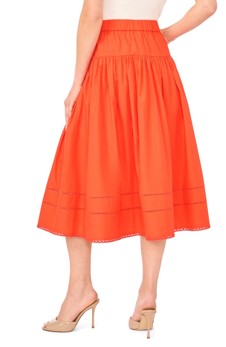 Ted Baker Erin Tiered Cotton Midi Skirt, Alternate, color, Fire Orange