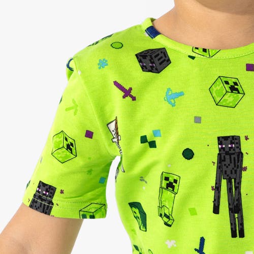 Bellabu Bear Minecraft Mob Squad Kids 2-piece Short Sleeve & Shorts Pajama Set In Green