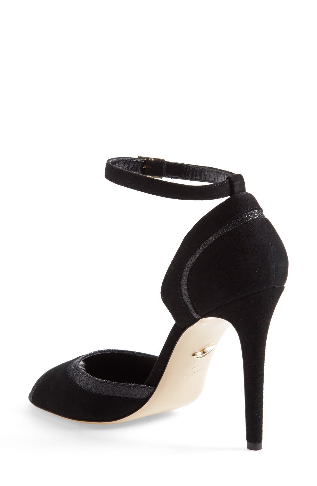 'Valentina' Sandal, Alternate, color, BLACK SUEDE