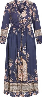City Chic Destiny Floral Tie Waist Maxi Dress