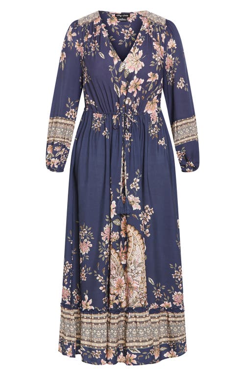 City Chic Destiny Floral Tie Waist Maxi Dress In Multi