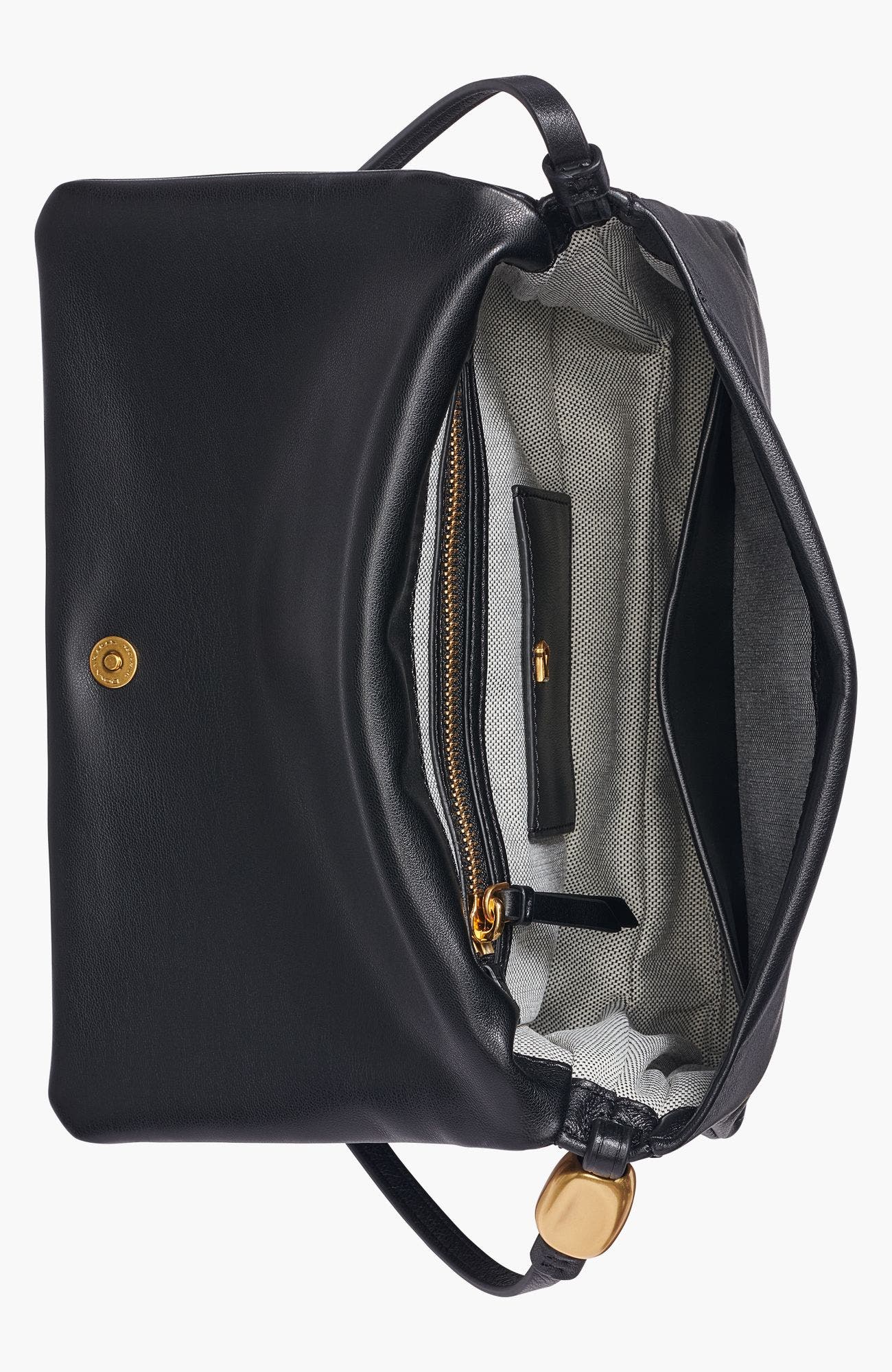 Velvet Flap Shoulder Bag, Alternate, color, Black/Gold