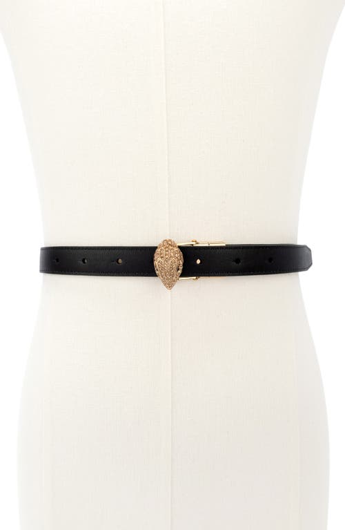 Kurt Geiger London Metallic Leopard Reversible Belt In Gold