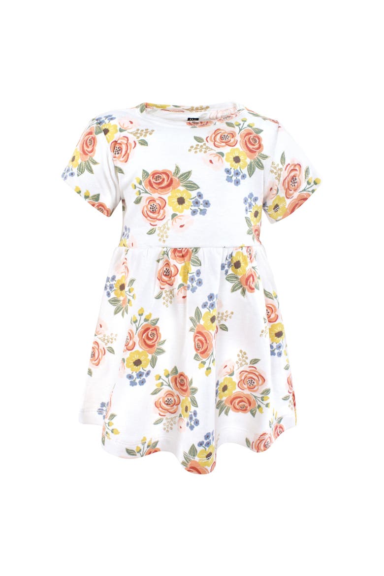 Two-Piece Cotton Dress and Knit Cardigan Set, Alternate, color, Golden Bouquet