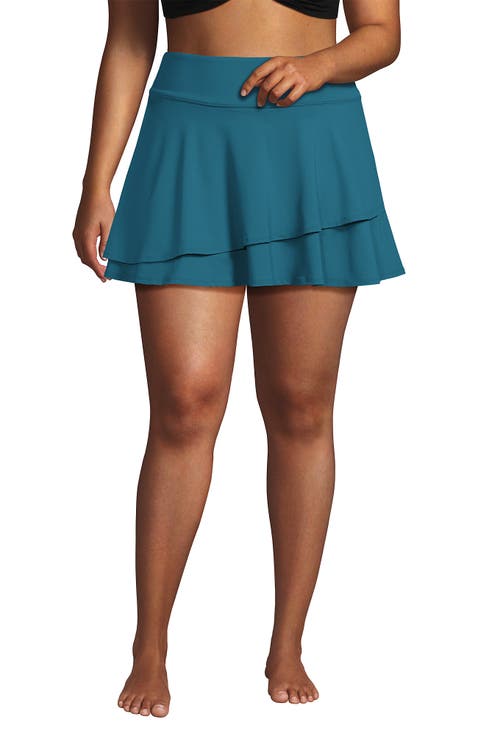 High Waisted Tulip Hem Swim Skort