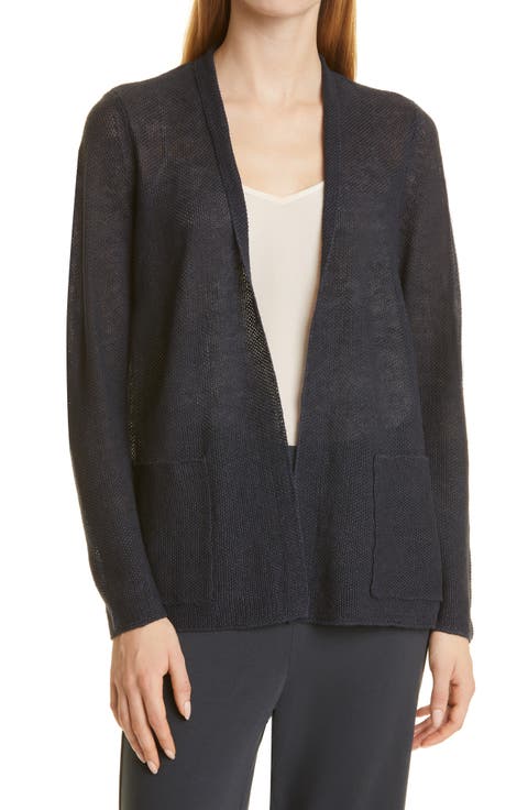 Open Front Organic Linen Cardigan