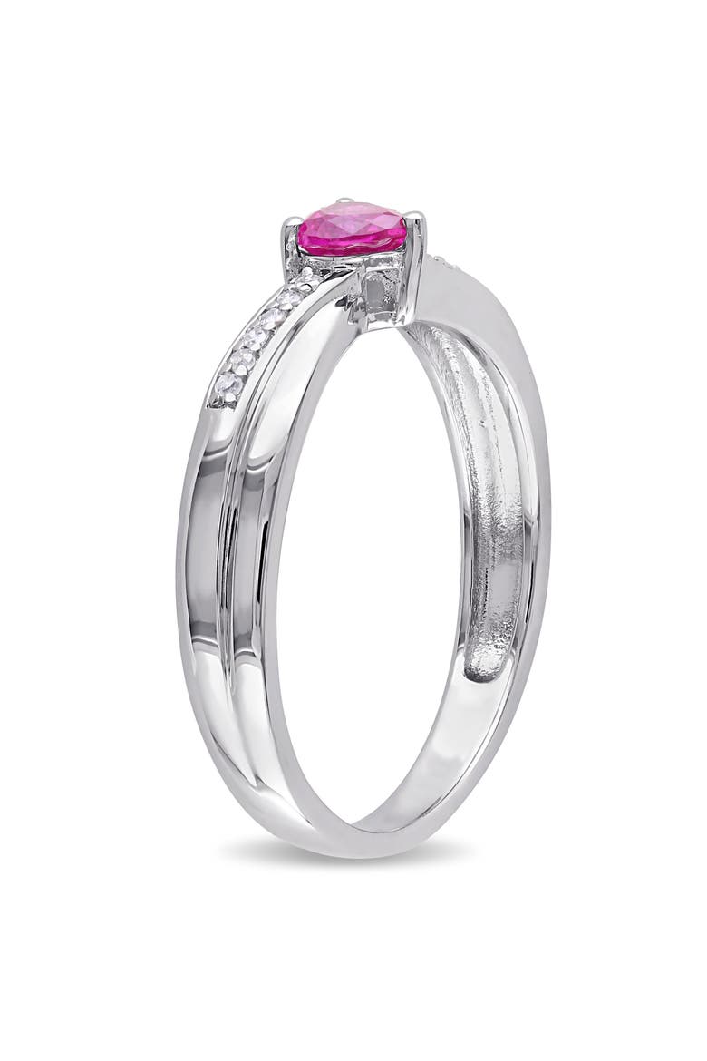 Created Ruby & Diamond Heart Ring, Alternate, color, Lab-Created Ruby