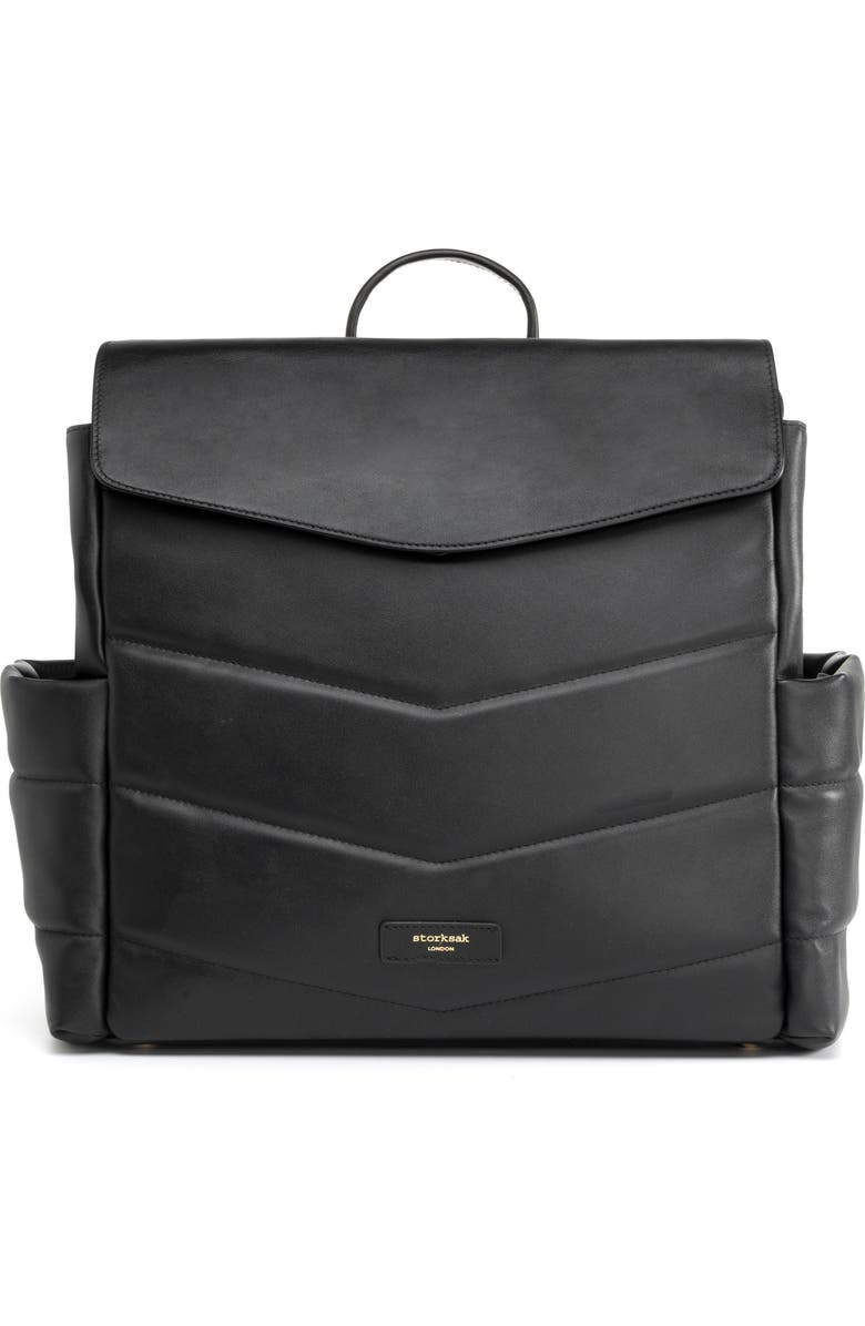 Storksak St. James Convertible Leather Diaper Backpack, Main, color,