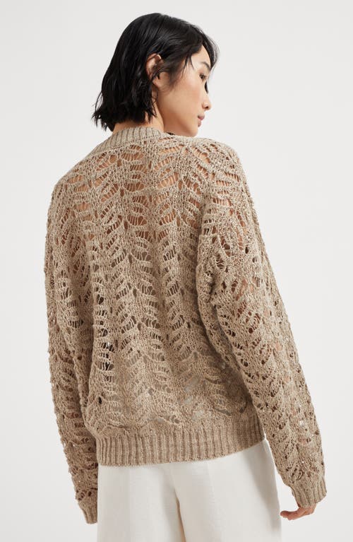 Shop Brunello Cucinelli Foliage Lace Cardigan In Beige