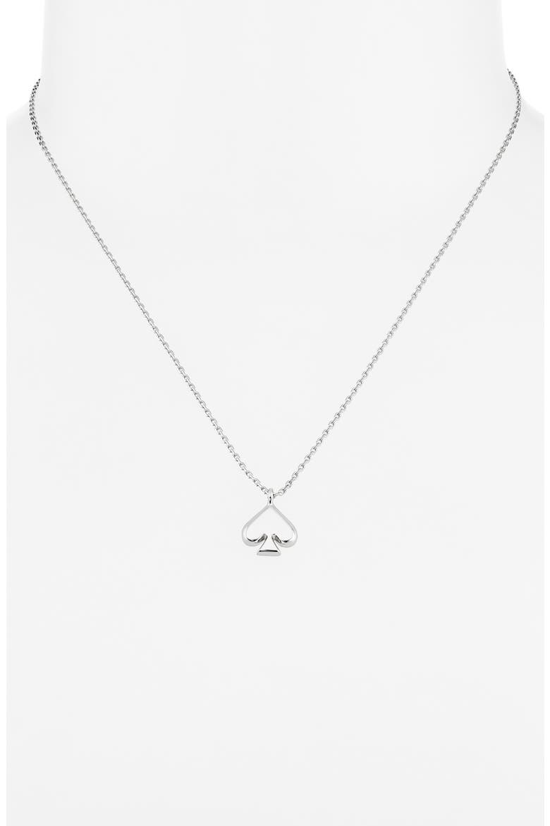 mini spade pendant necklace, Alternate, color, SILVER