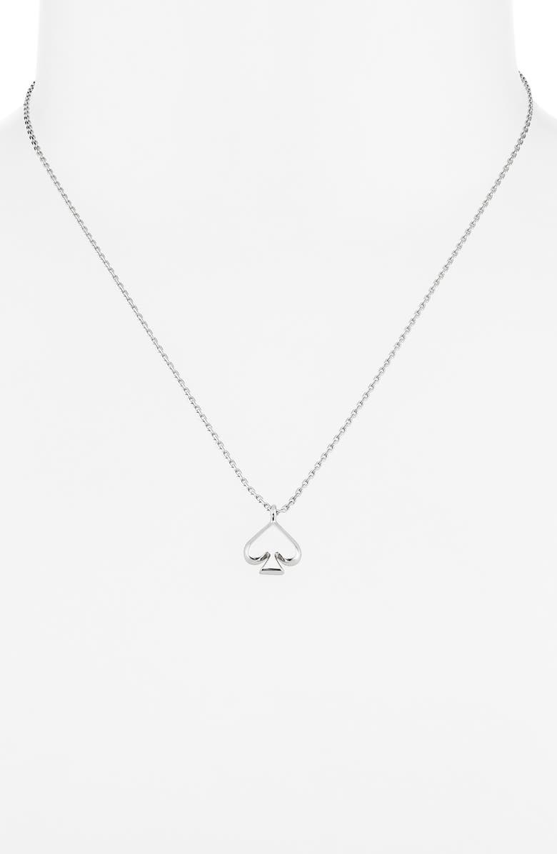 Kate Spade New York mini spade pendant necklace, Alternate, color, Silver