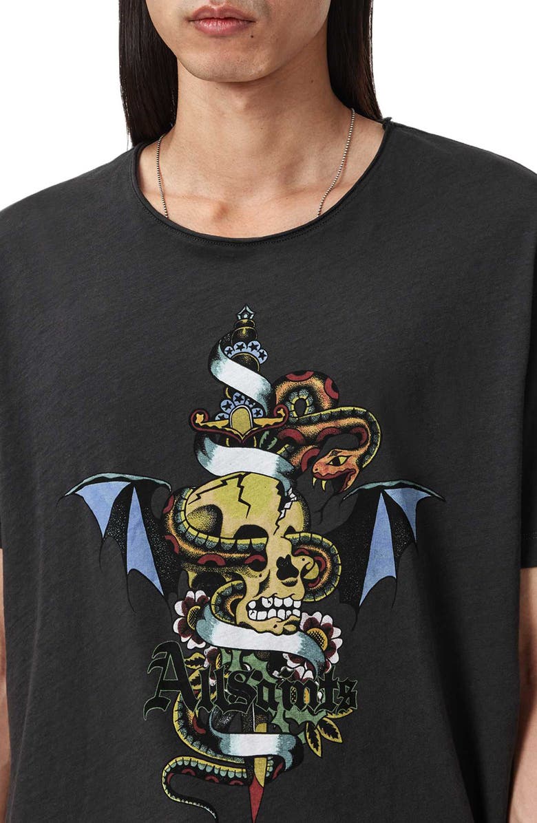 AllSaints Sabre Cotton Graphic T-Shirt, Alternate, color, Washed Black
