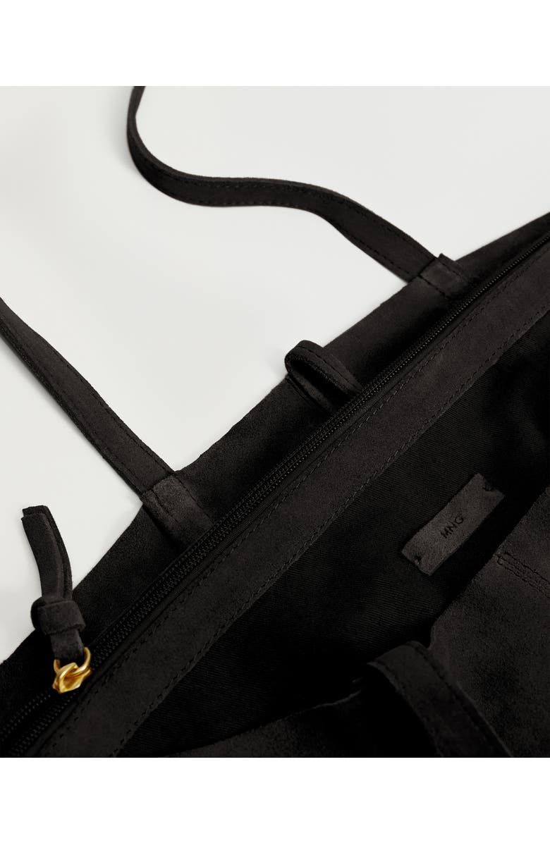 MANGO Leather Shopper, Alternate, color,