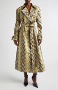 KIM SHUI Snakeskin Embossed Faux Leather Trench Coat