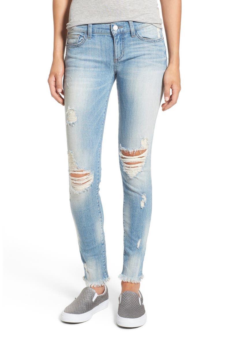 Destroyed Skinny Jeans, Main, color, LIGHT WASH