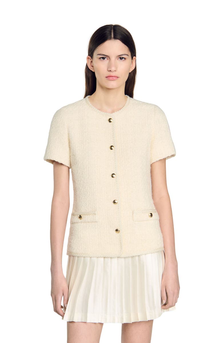 SANDRO Tweed dress, Alternate, color, 