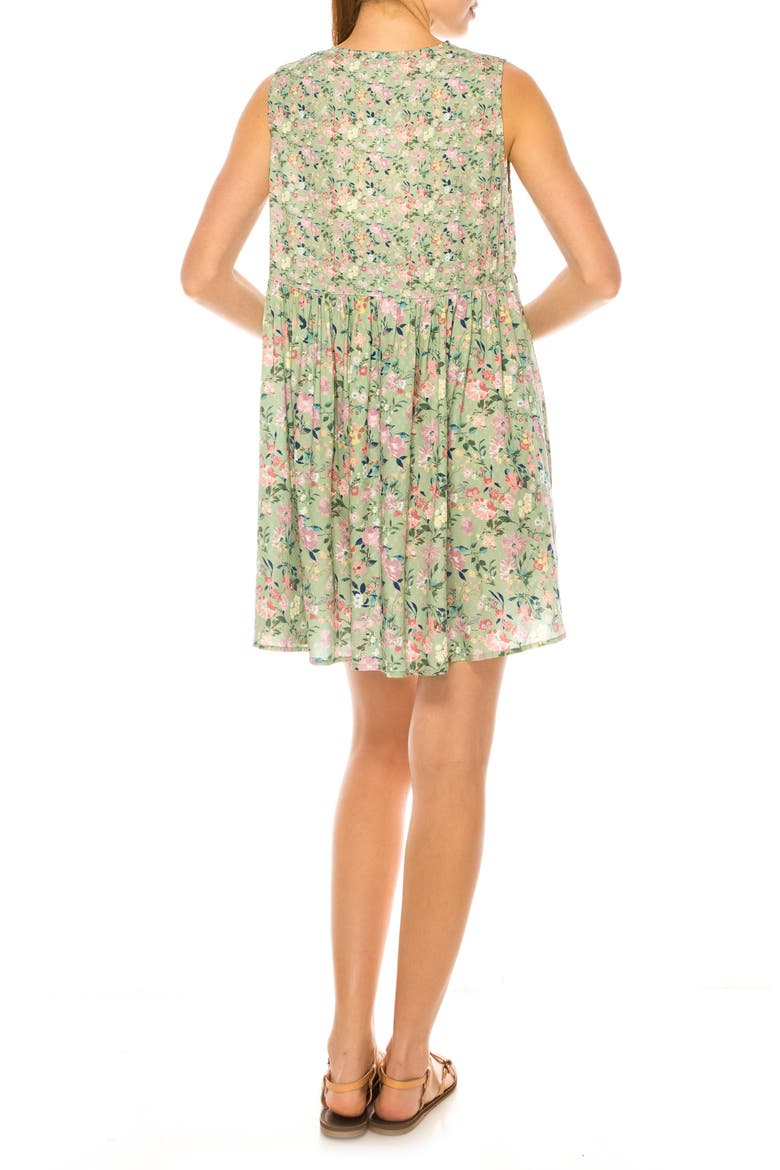 Floral Print Babydoll Minidress, Alternate, color, CELEDON GREEN