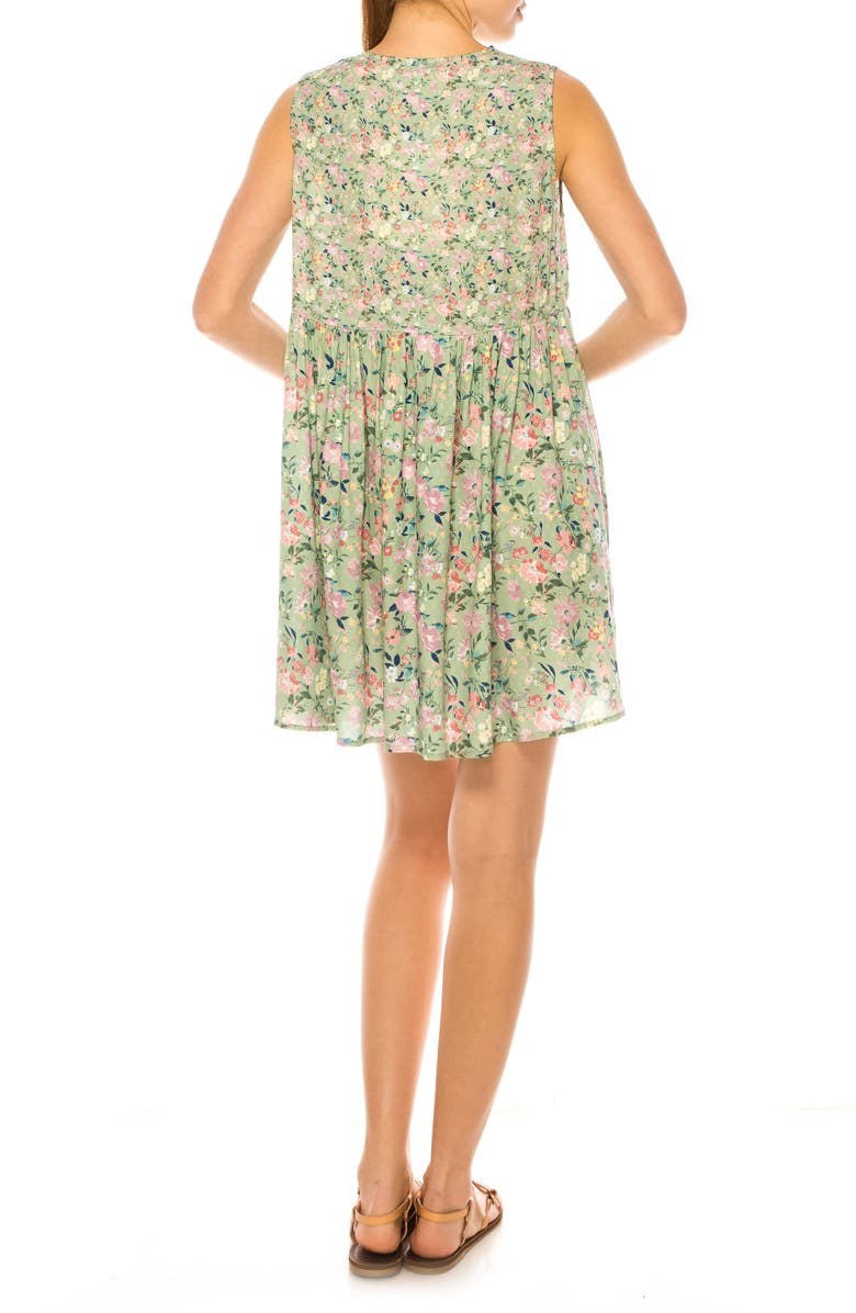 A COLLECTIVE STORY Floral Print Babydoll Minidress, Alternate, color, Celedon Green