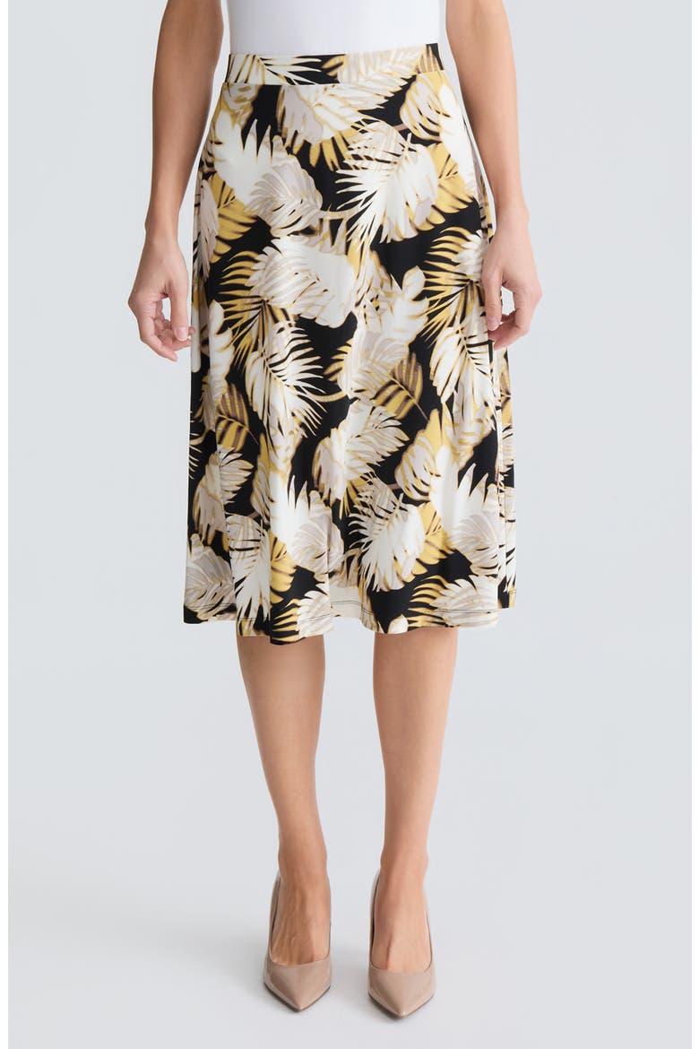 Palm Print Knit Midi Skirt, Main, color, BLACK MULTI