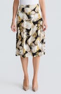 KASPER Palm Print Knit Midi Skirt
