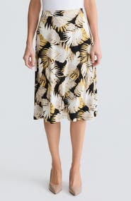 KASPER Palm Print Knit Midi Skirt