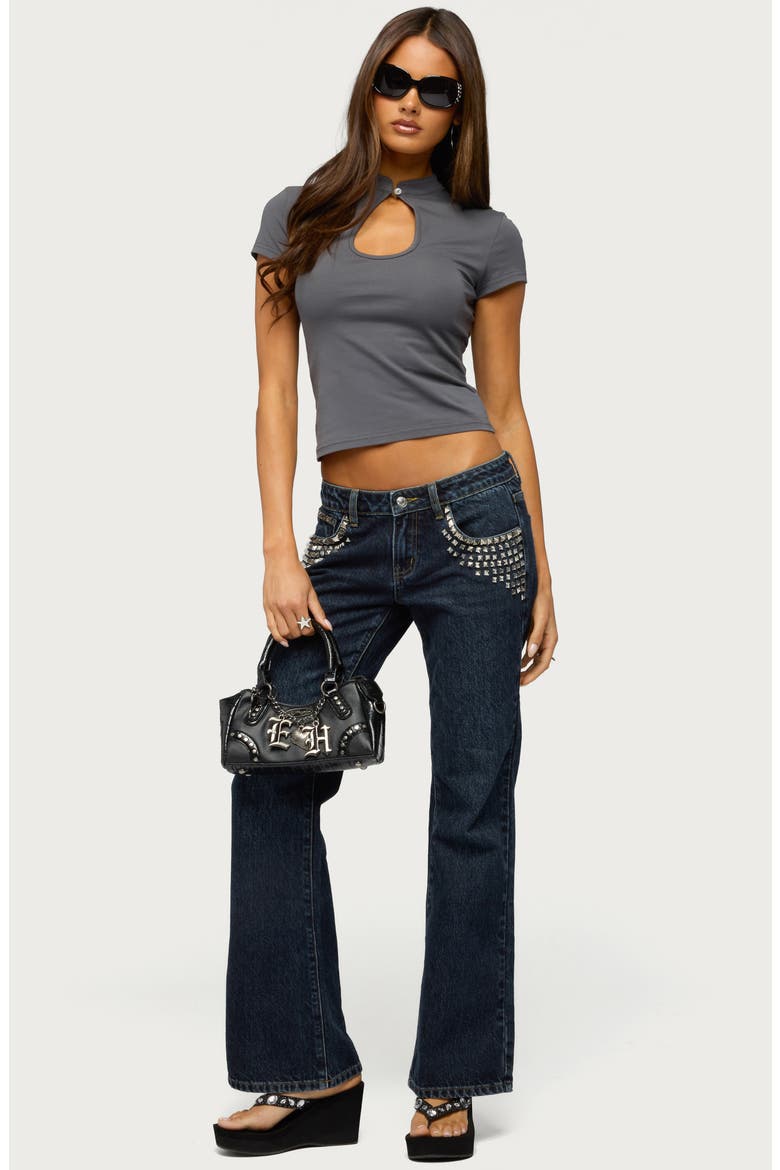 Magnus High Neck Keyhole Top, Alternate, color, GRAY