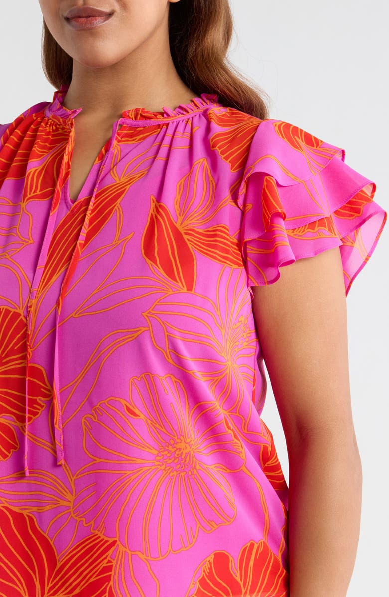 SUGARLIPS Blakely Floral Donis Split Neck Top, Alternate, color, 