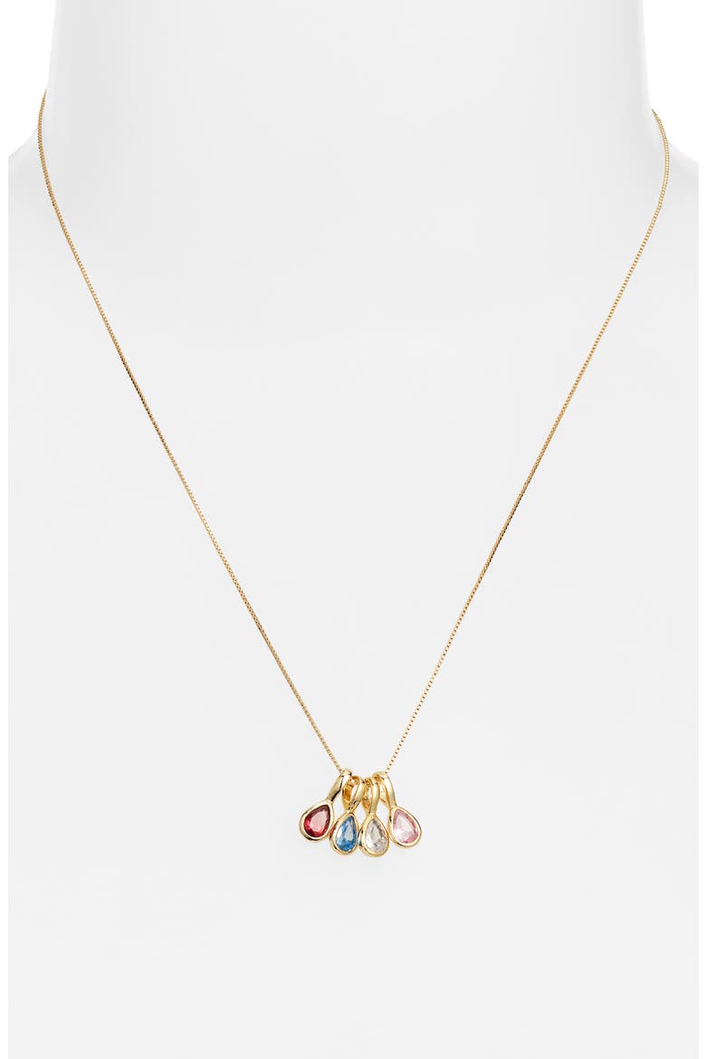 Multi Birthstone Teardrop Charm Necklace, Alternate, color, GOLD / 4 CHARMS