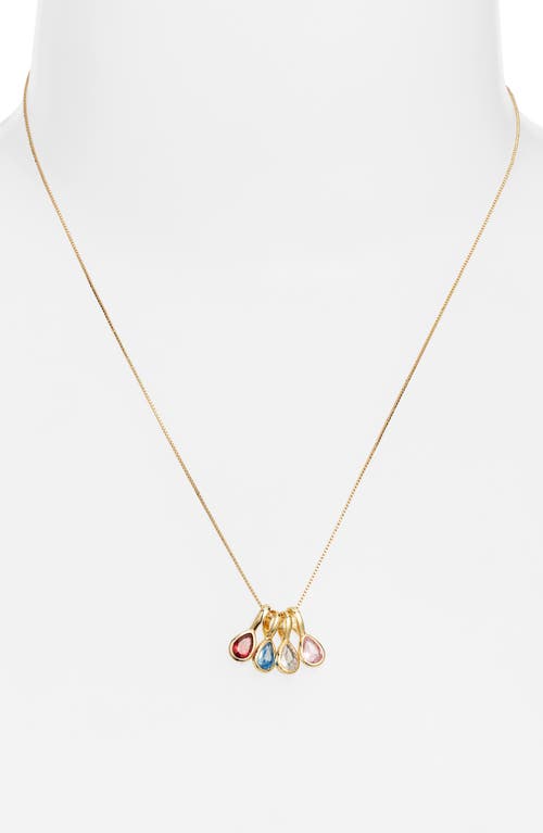 Set & Stones Multi Birthstone Teardrop Charm Necklace In Gold
