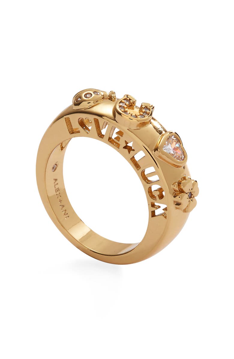 Alex and Ani Love Luck Ring, Alternate, color, Gold