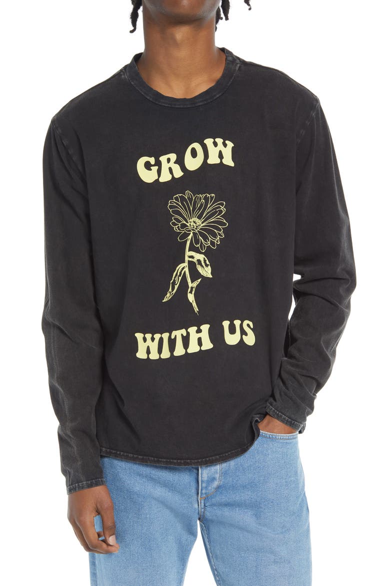 Long Sleeve Graphic Tee, Main, color, BLACK GROW
