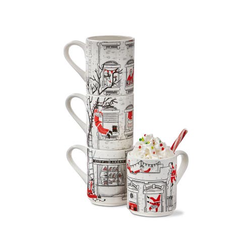 Tag Santa Cityscape Stacking Mugs Set Of Four For Christmas In Gray