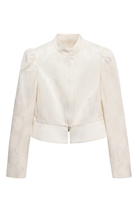 Band Collar Jacquard Jacket