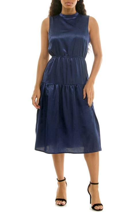 Sleeveless Back Bow Tiered Dress