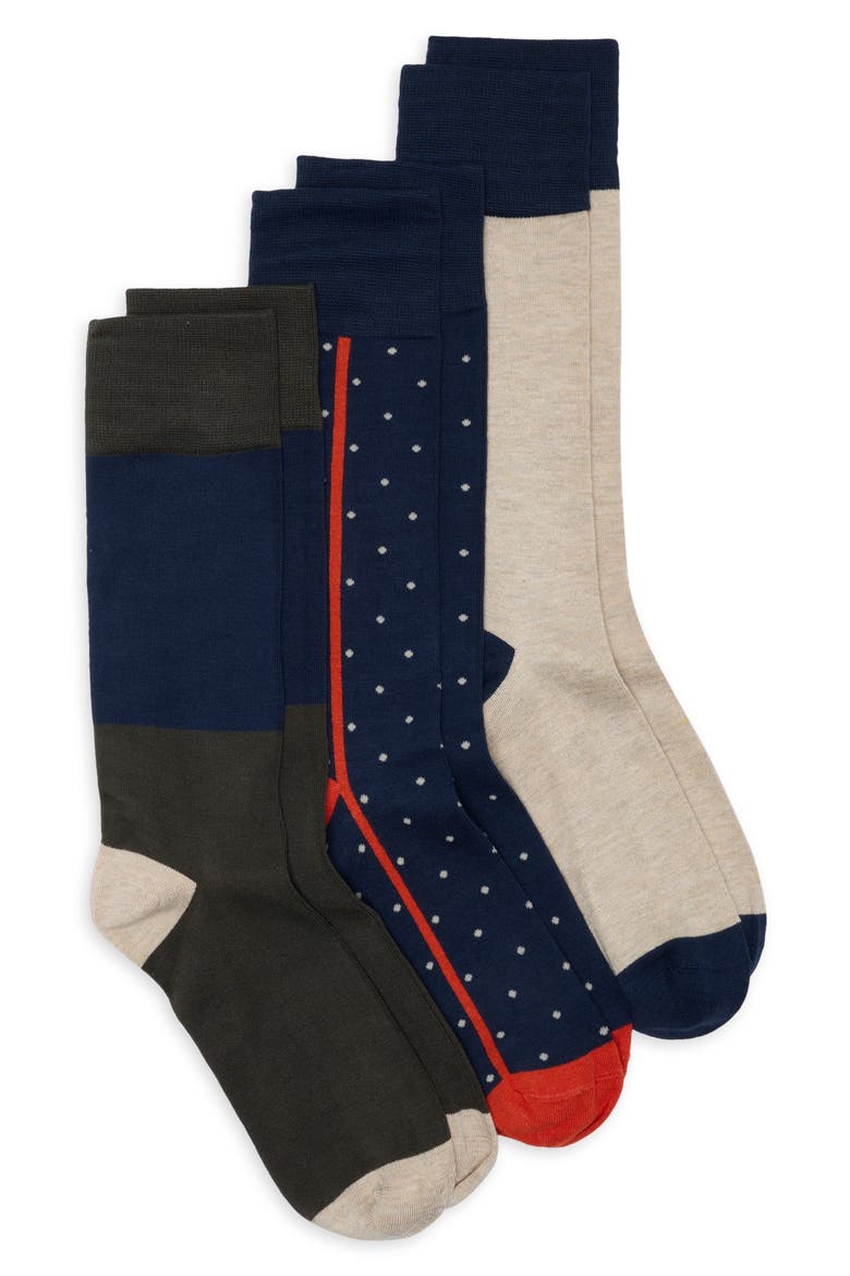 3-Pack Crew Socks, Main, color, NAVY