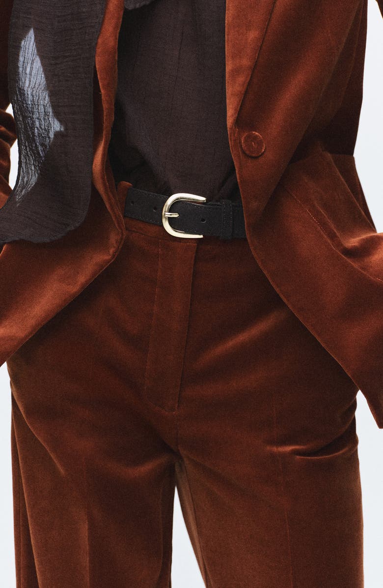 MANGO Velvet Straight Leg Pants, Alternate, color, Burnt Orange