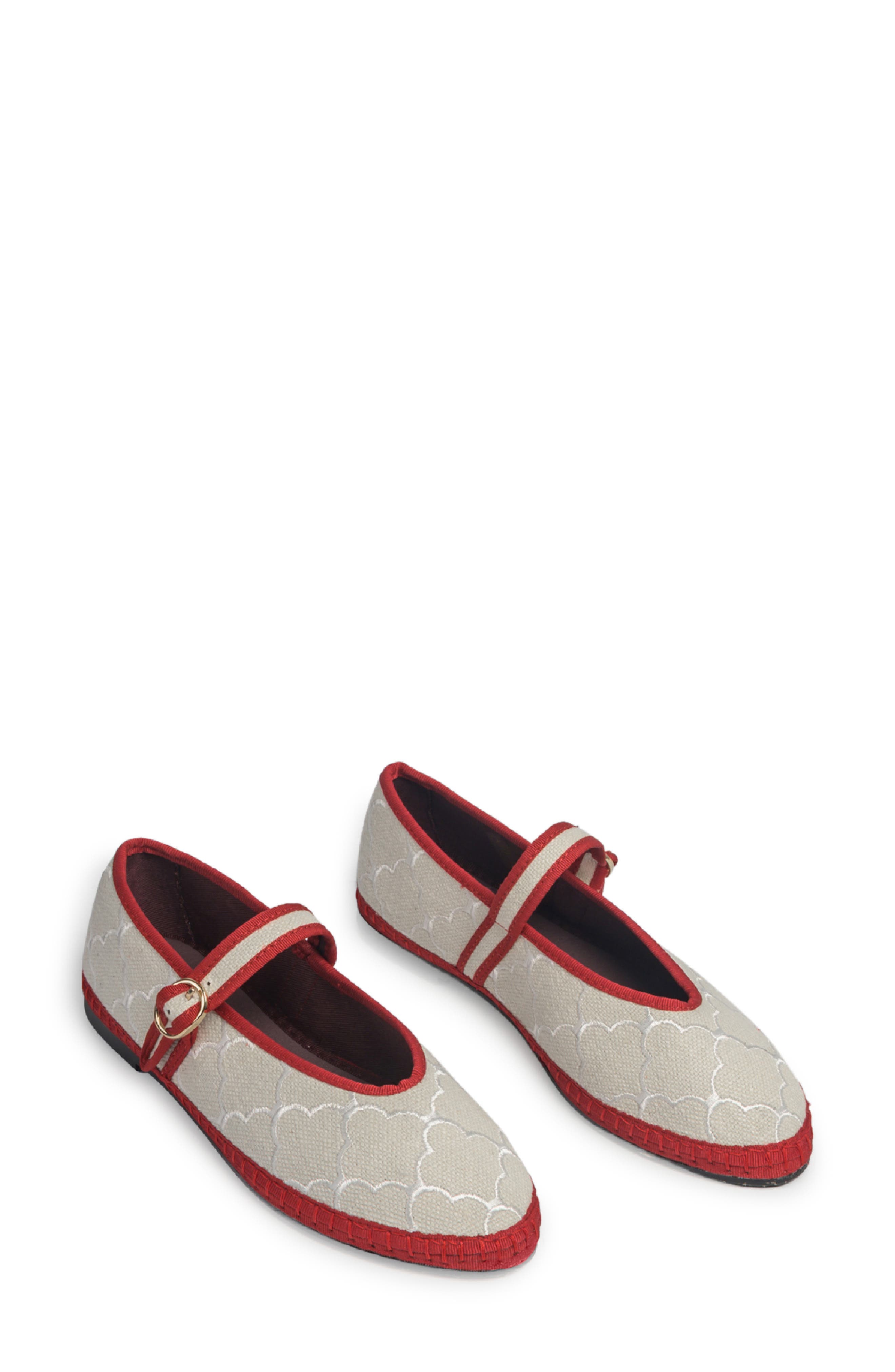 x Roller Rabbit Jena Embroidered Mary Jane Flat, Main, color, BEIGE
