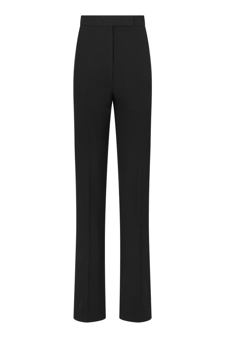 Pinstripe Wool Grain de Poudre Trousers, Alternate, color, BLACK
