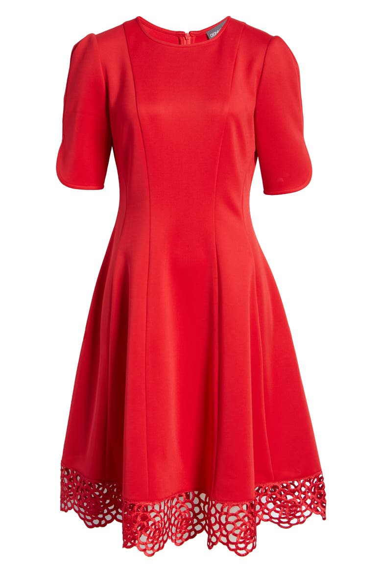 Donna Ricco Tulip Fit & Flare Dress, Alternate, color, RED