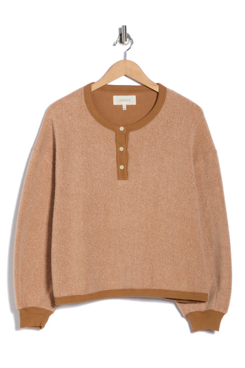 The Fleece Henley Sweatshirt, Alternate, color, FAWN