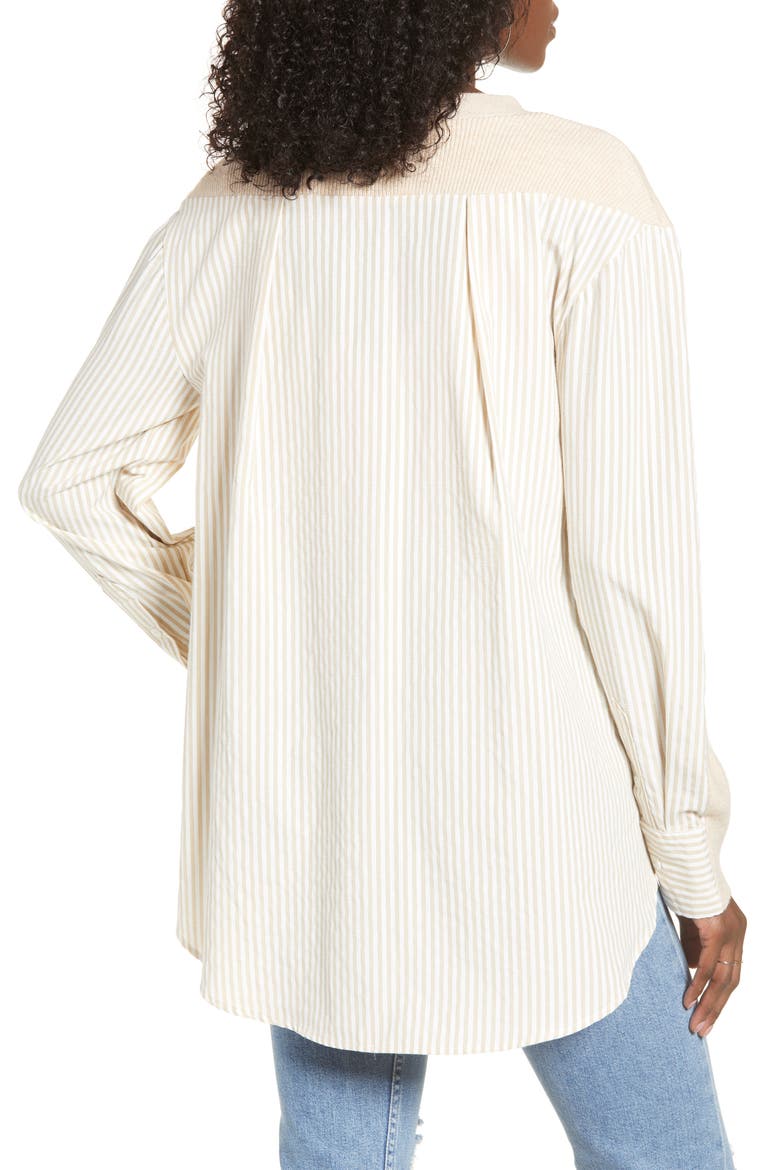Mixed Media Cardigan, Alternate, color, BEIGE
