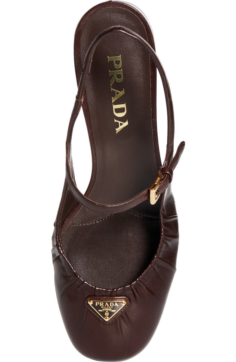 Prada Ruched Mary Jane Slingback Pump, Alternate, color, Moro