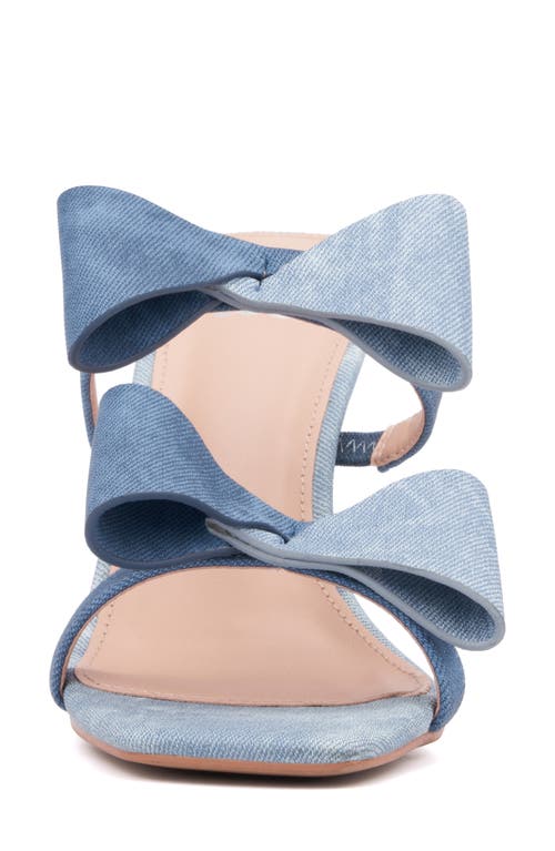 Shop New York And Company Dalila Bow Slide Sandal In Blue Denim Pu