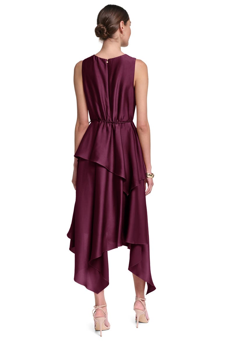Sleeveless Satin Midi Dress with Layered Skirt, Alternate, color, Purple