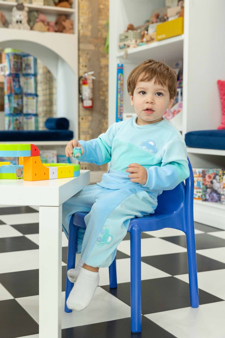 Velour Knit Set with Cars, Alternate, color, Blue Velour