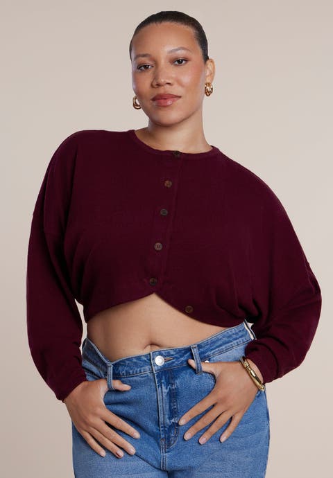 Extended Placket Cropped Cardigan