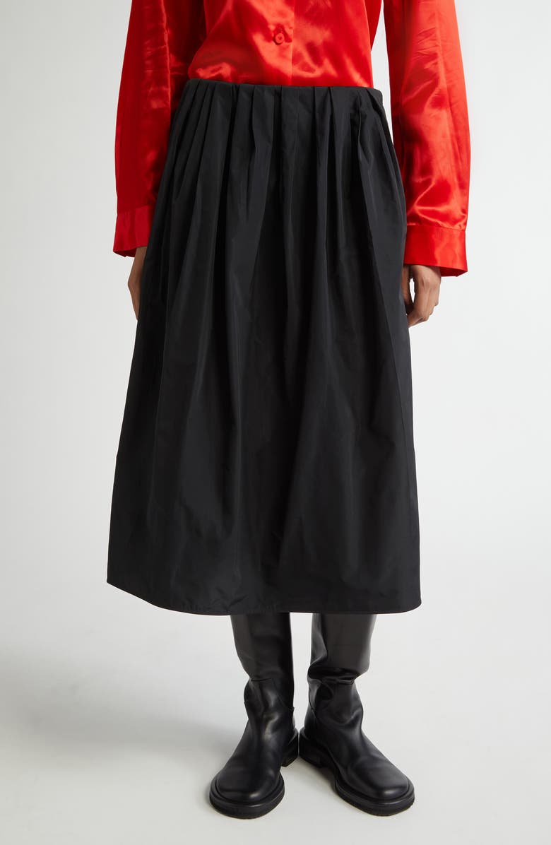 Jil Sander Pleated Taffeta Midi Skirt, Main, color, 
